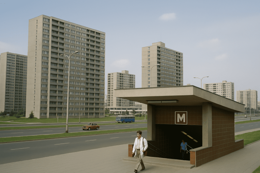 Československo mezi lety 1945–1989 vybudovalo sídliště, metro a infrastrukturu, která změnila tvář měst. Panelové domy, urbanistické celky a moderní doprava slouží dodnes.
